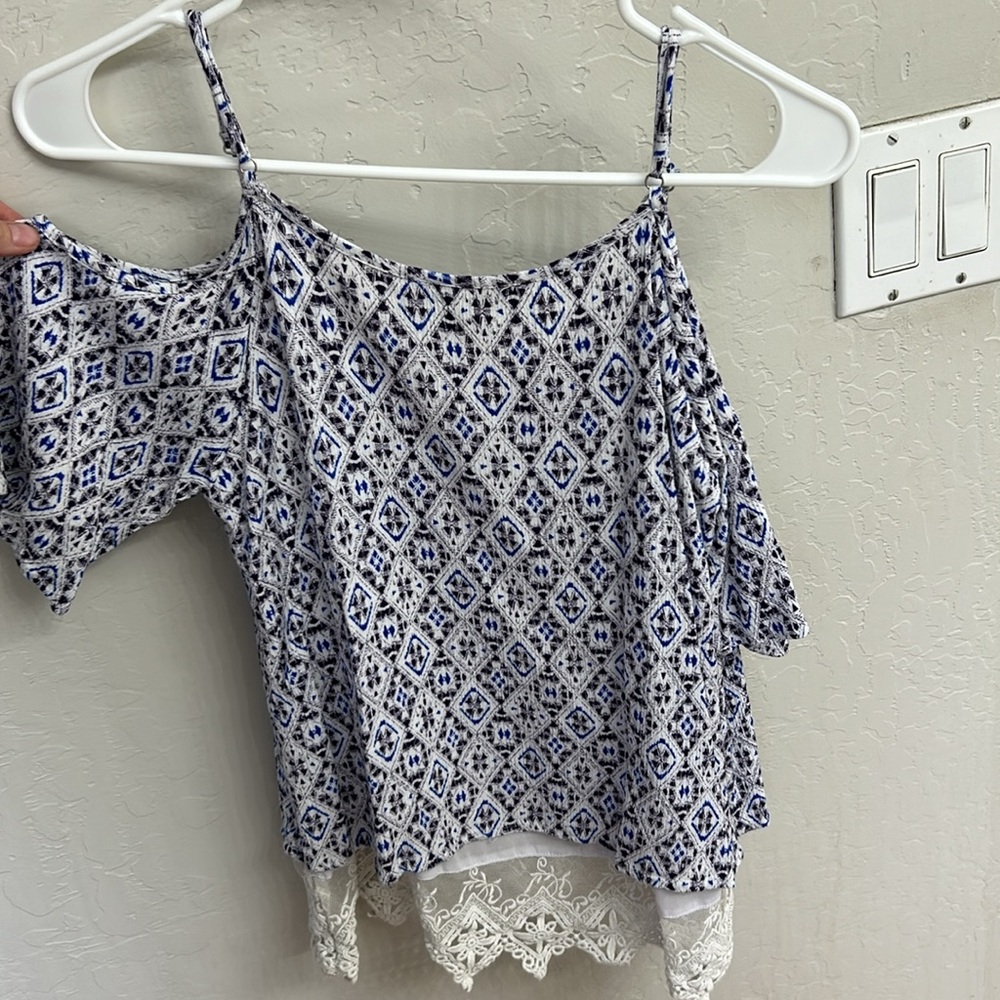 Womens Skies Are Blue off the shoulder blouse